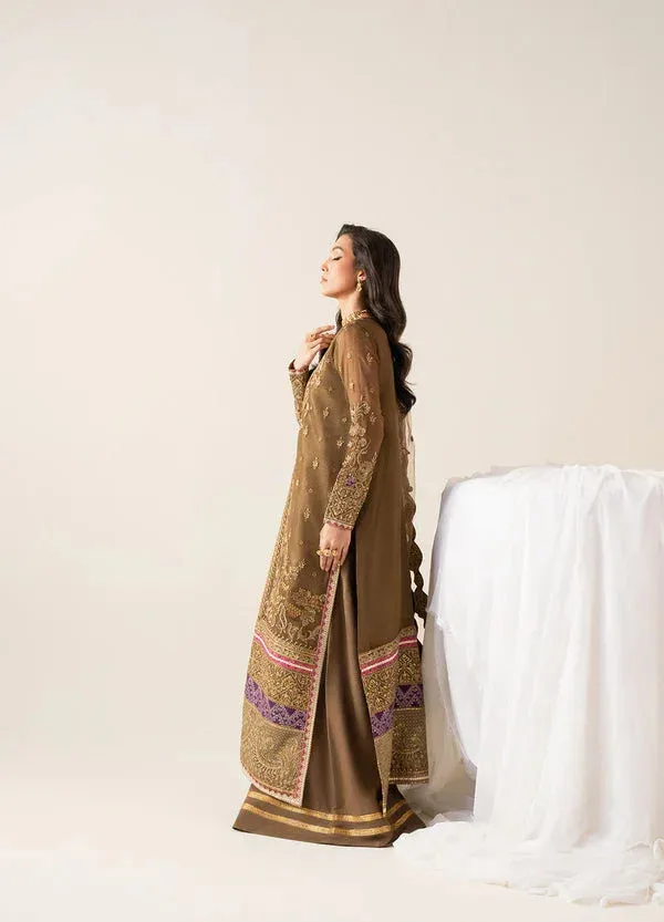 Maryum N Maria Zaib Luxury Golden Brown Organza – view 3 – Poshaq