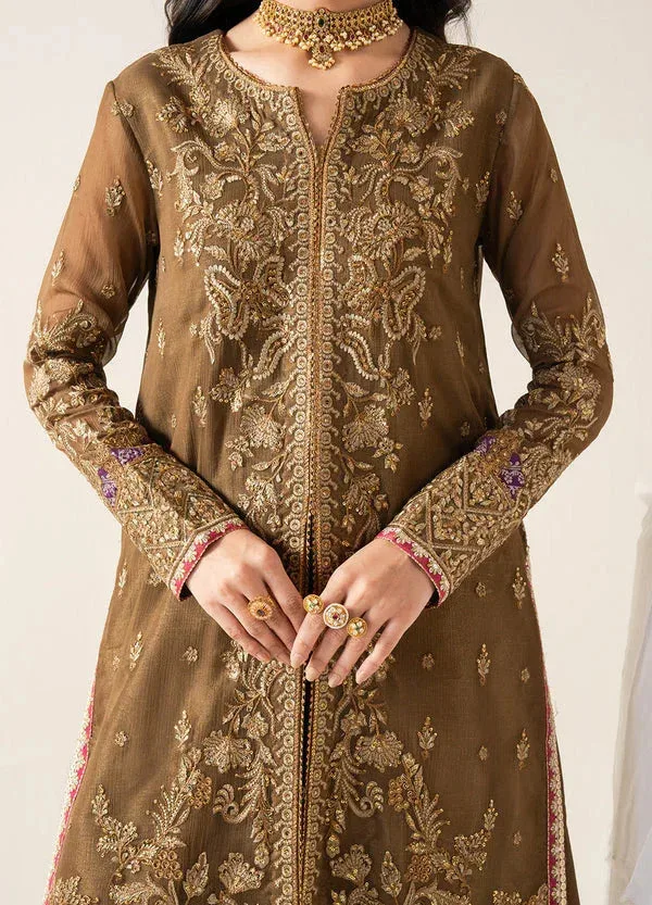 Maryum N Maria Zaib Luxury Golden Brown Organza – view 4 – Poshaq