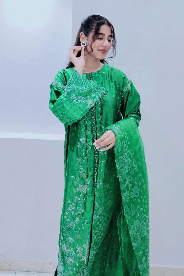 Maryum N Maria Farisha Formals Green Organza – view 2 – Poshaq