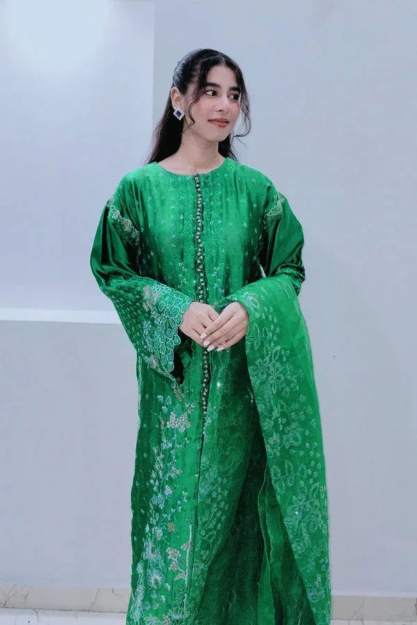 Maryum N Maria Farisha Formals Green Organza – view 3 – Poshaq