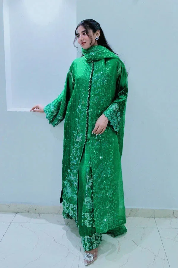Maryum N Maria Farisha Formals Green Organza – view 4 – Poshaq
