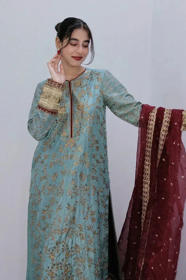 Maryum N Maria Farisha Formals Aqua Organza – view 3 – Poshaq