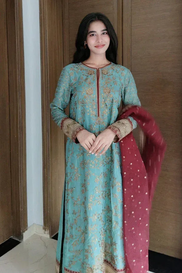 Maryum N Maria Farisha Formals Aqua Organza – view 5 – Poshaq