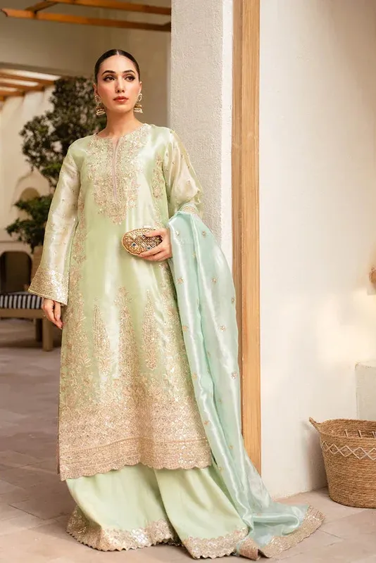 Maryum N Maria Farisha Formals Pistachio Green Tissue – view 1 – Poshaq