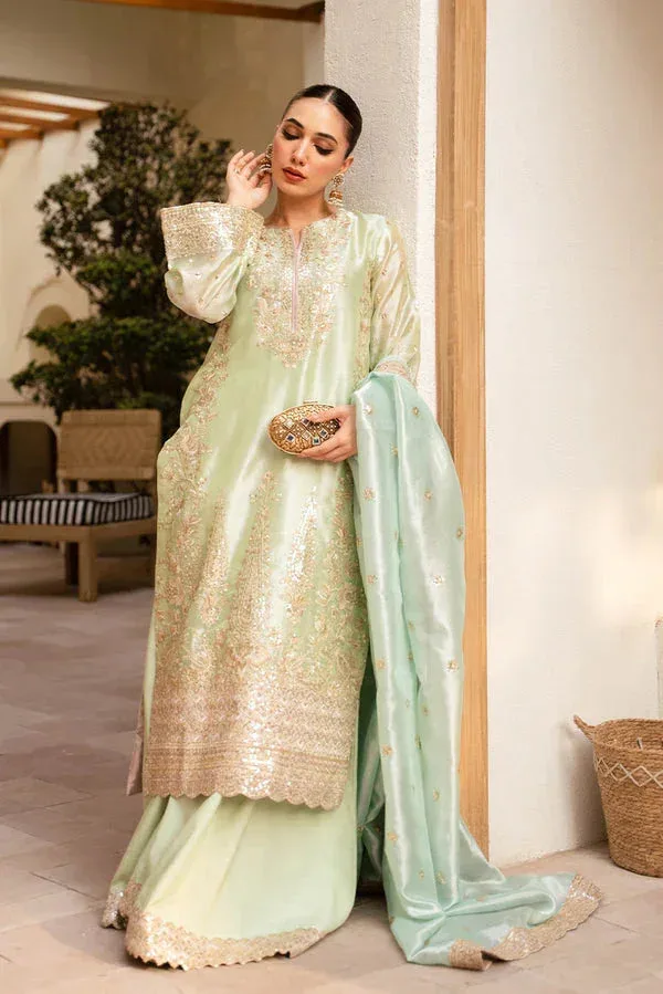 Maryum N Maria Farisha Formals Pistachio Green Tissue – view 3 – Poshaq