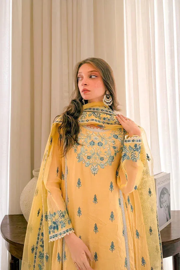 Maryum N Maria Farisha Formals Dust Yellow Organza – view 6 – Poshaq
