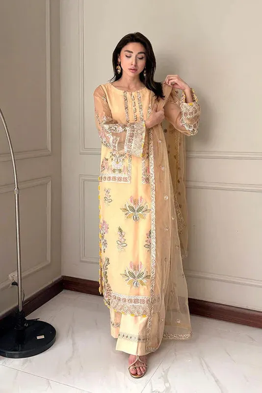 Maryum N Maria Pastel Yellow Organza – view 1 – Poshaq
