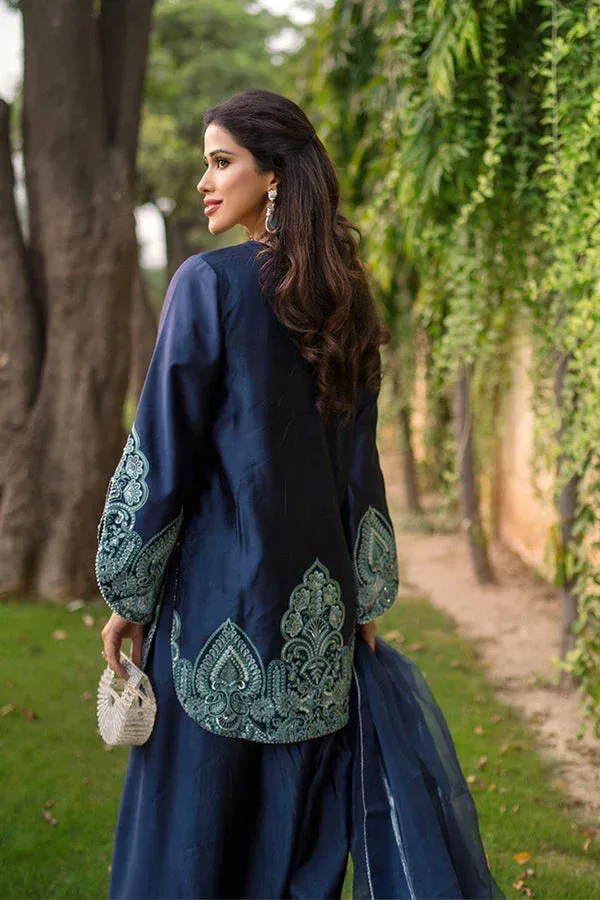 Maryum N Maria Navy Blue Organza – view 2 – Poshaq