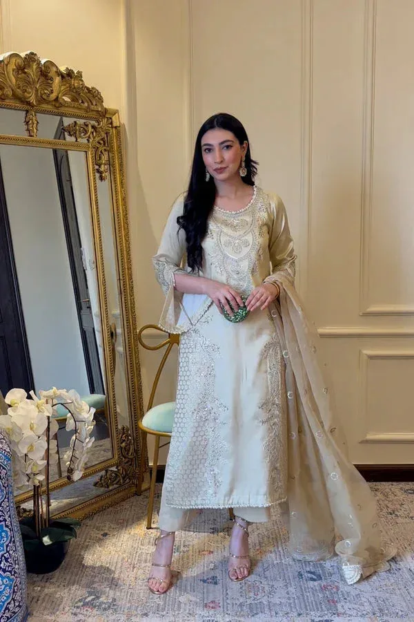 Maryum N Maria Ivory Organza – view 1 – Poshaq