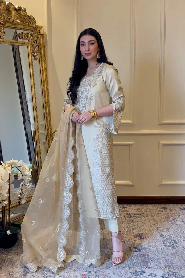 Maryum N Maria Ivory Organza – view 4 – Poshaq