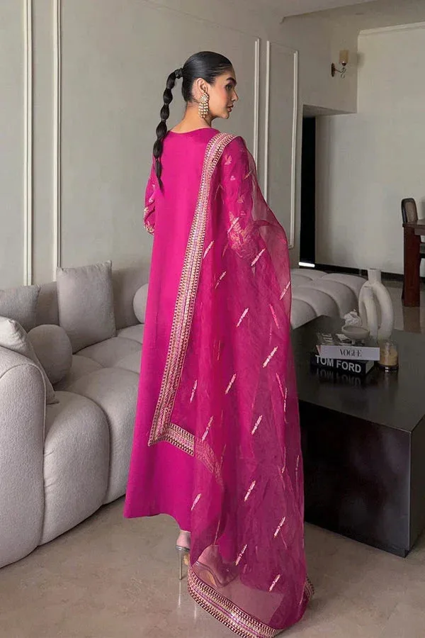 plum long shirt with organza and grip detailing – view 2 – Poshaq