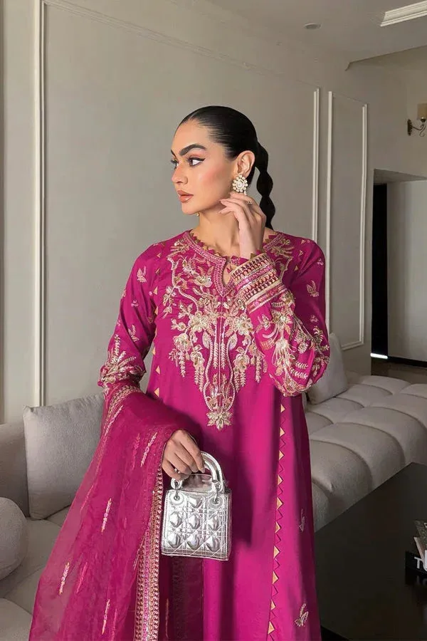 plum long shirt with organza and grip detailing – view 6 – Poshaq