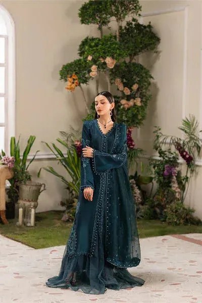 Maryum N Maria Lumora Edit teal blue Organza – view 1 – Poshaq