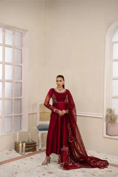 Maryum N Maria Lumora Edit Maroon Organza – view 1 – Poshaq