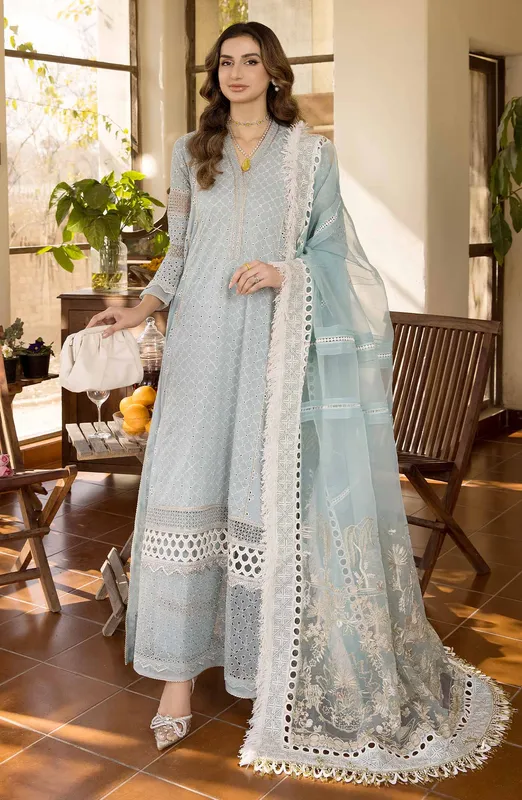 Maryum N Maria Luxury Collection Ice Blue Organza – view 1 – Poshaq