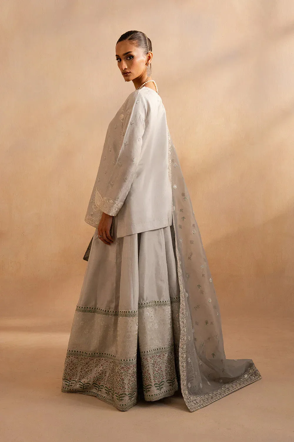 Maryum N Maria Dhahab 25 Cloud Gray Organza – view 2 – Poshaq