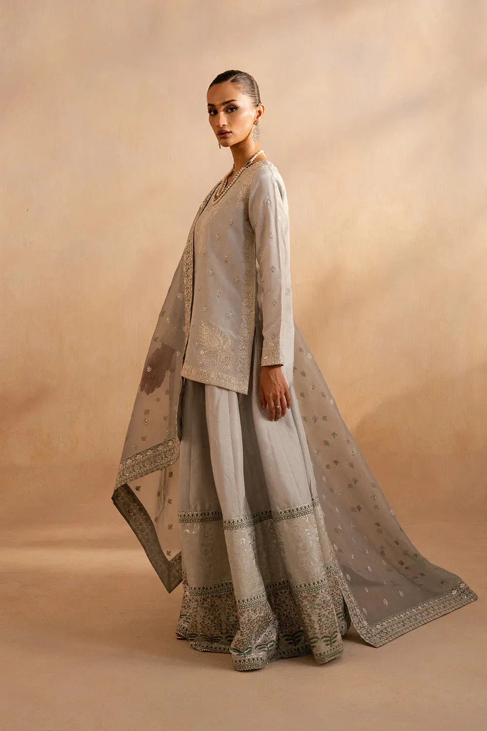 Maryum N Maria Dhahab 25 Cloud Gray Organza – view 5 – Poshaq