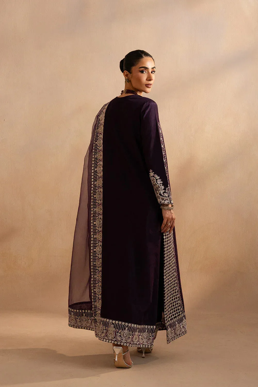 Maryum N Maria Dhahab 25 Dark Plum Raw Silk – view 2 – Poshaq