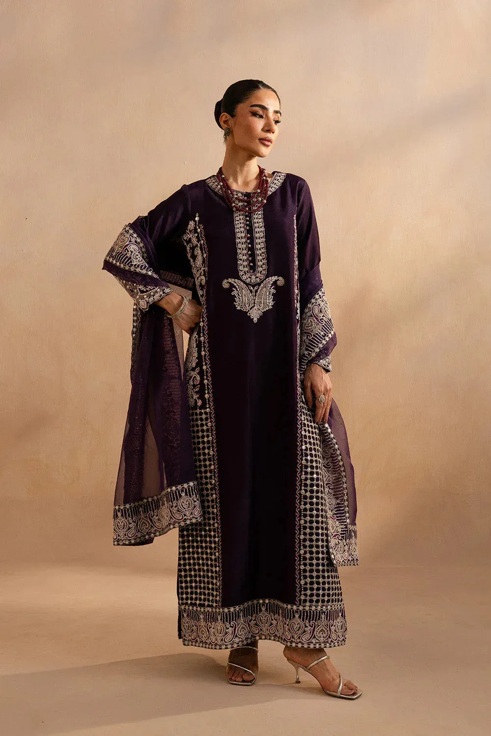 Maryum N Maria Dhahab 25 Dark Plum Raw Silk – view 4 – Poshaq