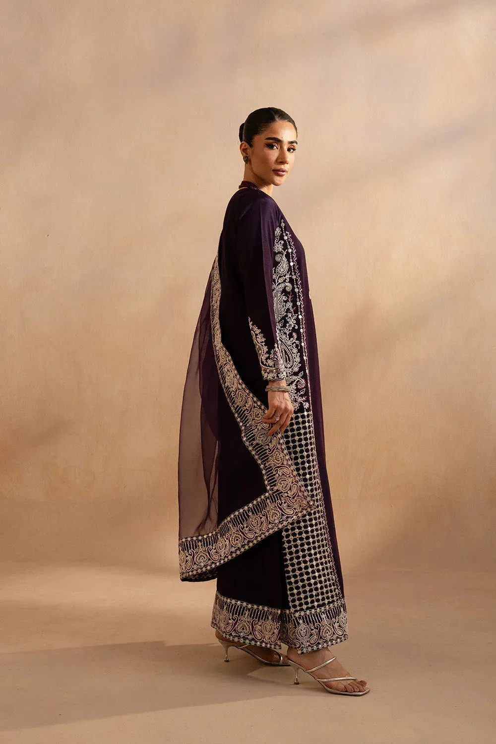 Maryum N Maria Dhahab 25 Dark Plum Raw Silk – view 5 – Poshaq