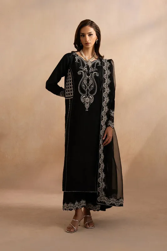 Maryum N Maria Dhahab 25 Black Raw Silk – view 1 – Poshaq
