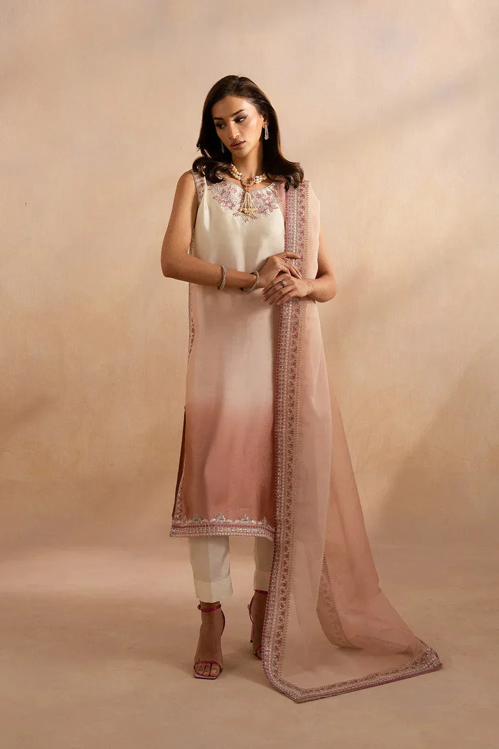 Maryum N Maria Dhahab 25 Pink Organza – view 1 – Poshaq