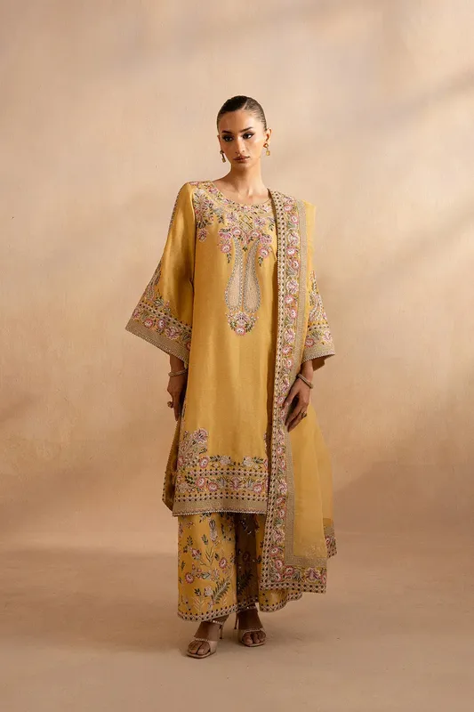 Maryum N Maria Dhahab 25 Yellow Organza – view 1 – Poshaq