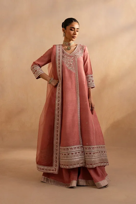 Maryum N Maria Dhahab 25 Champagne Pink Raw Silk – view 1 – Poshaq
