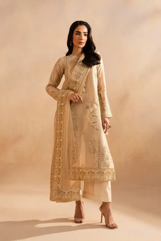 Maryum N Maria Dhahab 25 Beige Organza – view 1 – Poshaq