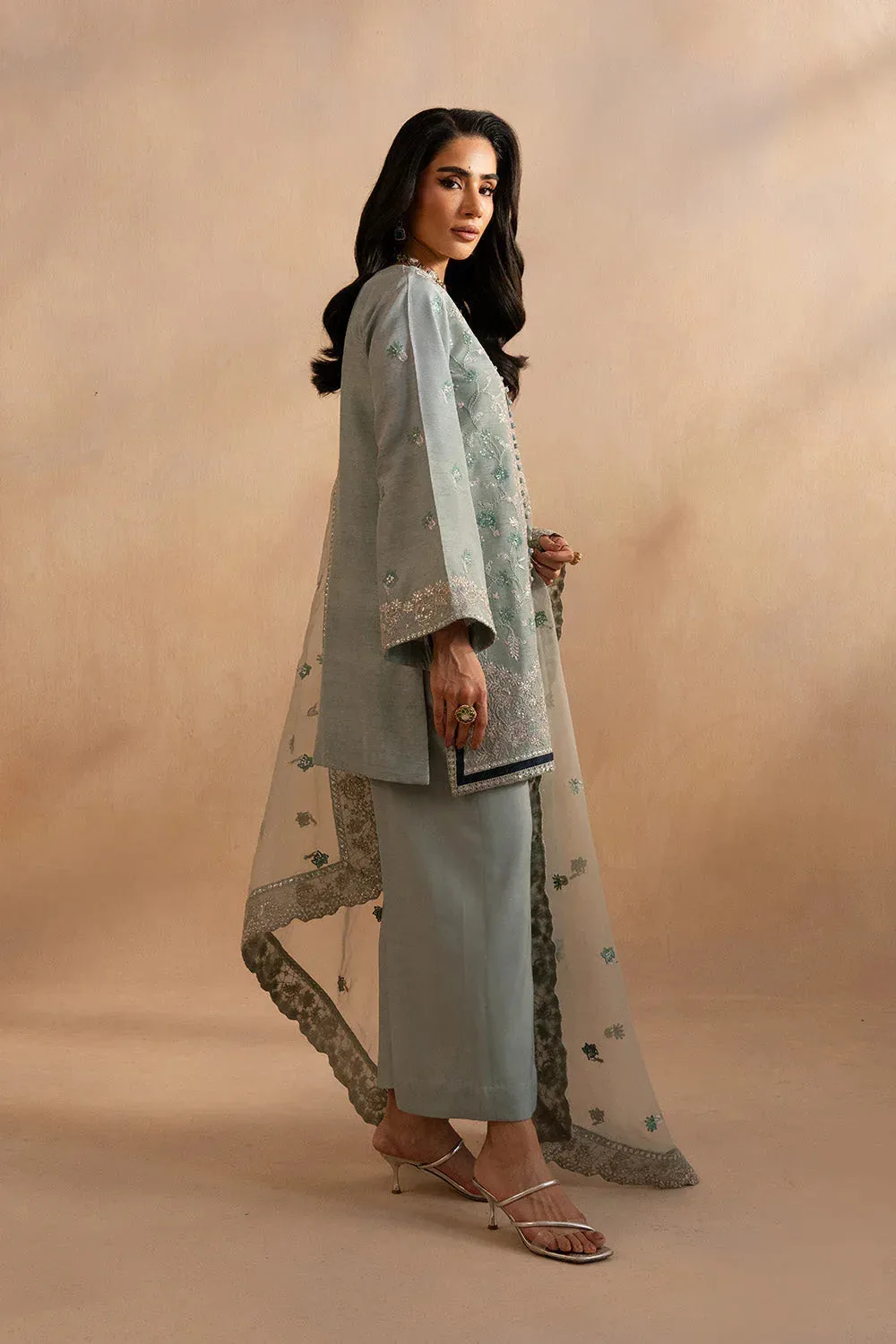 Maryum N Maria Dhahab 25 Ice Blue Raw Silk – view 4 – Poshaq