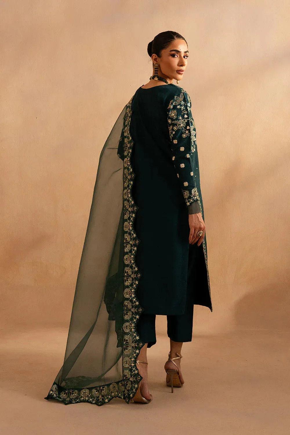 Maryum N Maria Dhahab 25 Deep Green Raw Silk – view 2 – Poshaq