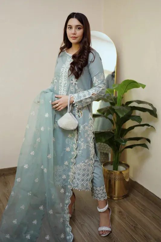 Maryum N Maria Koel 25 Light Blue Organza – view 1 – Poshaq