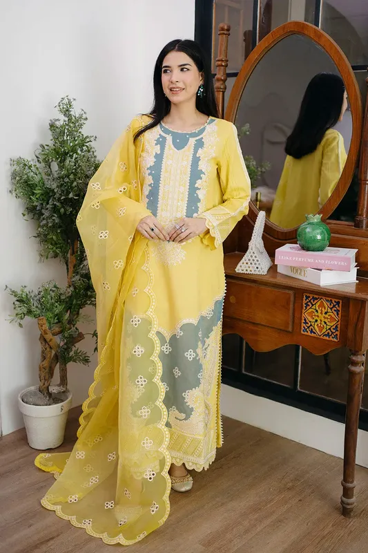 Maryum N Maria Koel 25 Maize Yellow Organza – view 1 – Poshaq