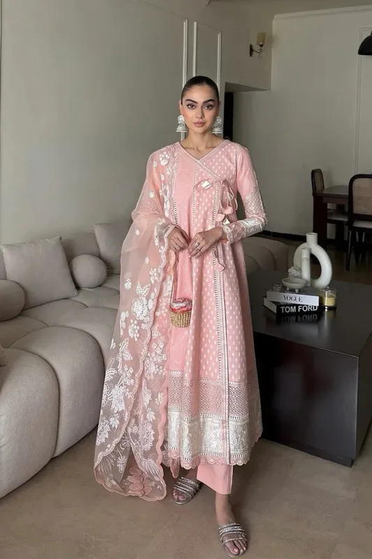 Maryum N Maria Elara 25 Pink Organza – view 1 – Poshaq