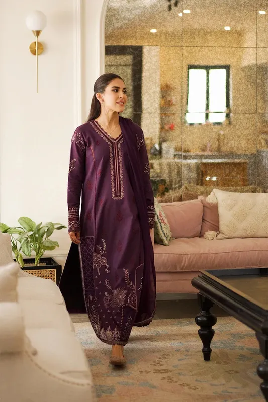 Maryum N Maria Elara 25 Dark Purple Organza – view 1 – Poshaq