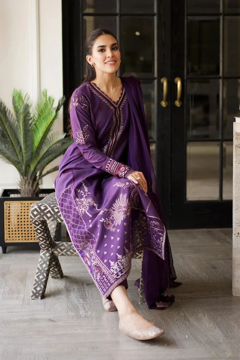 Maryum N Maria Elara 25 Dark Purple Organza – view 4 – Poshaq