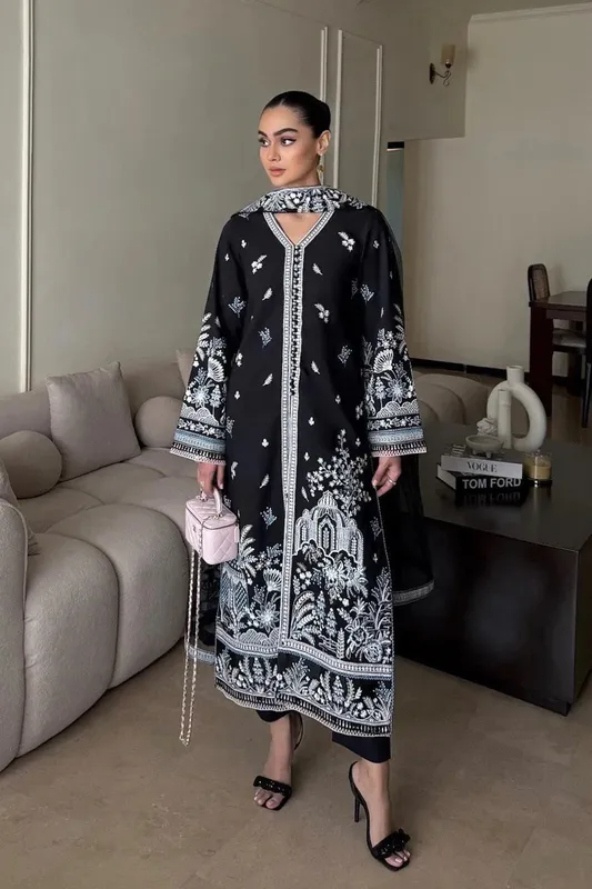 Maryum N Maria Elara 25 Black Lawn – view 1 – Poshaq
