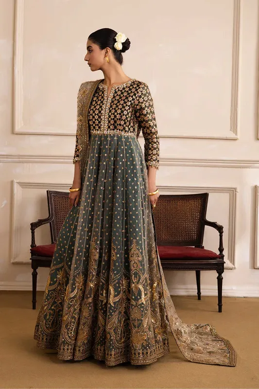 Maryum N Maria Sia Collection 25 Spanish Green Net – view 1 – Poshaq