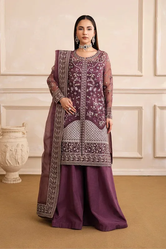Maryum N Maria Sia Collection 25 Old Mauve Net – view 1 – Poshaq