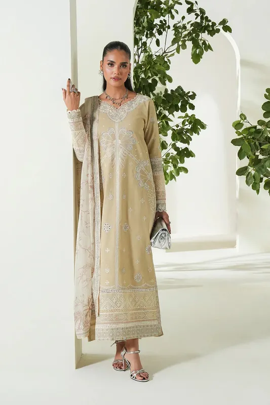 Maryum N Maria Soiree Lawn Beige Organza – view 1 – Poshaq