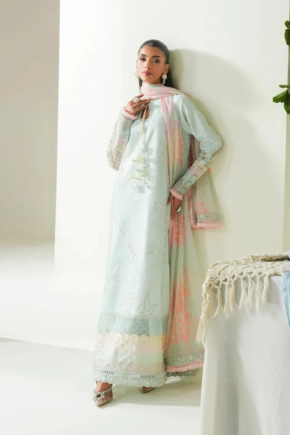 Maryum N Maria Soiree Lawn Ice Blue Organza – view 3 – Poshaq