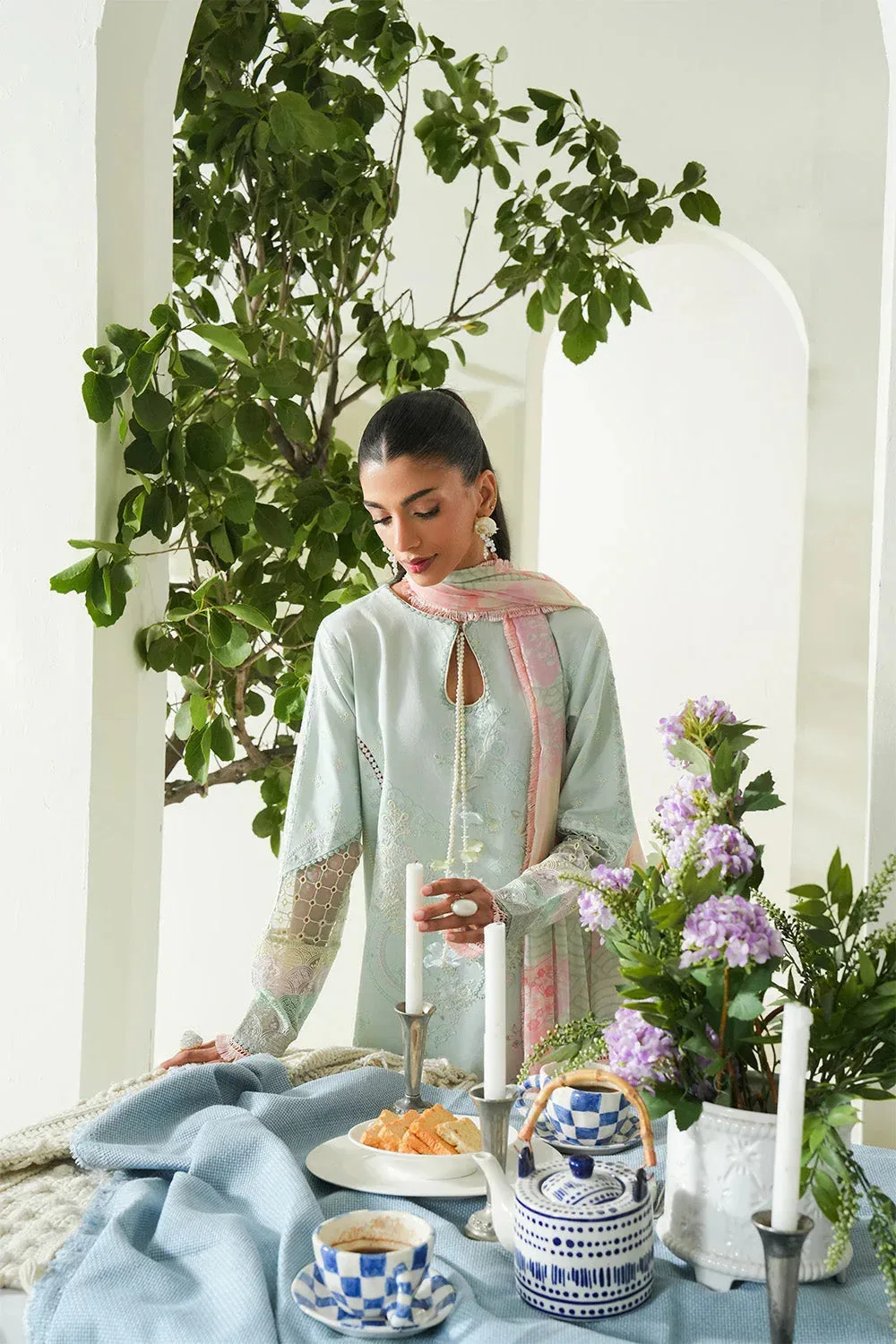 Maryum N Maria Soiree Lawn Ice Blue Organza – view 4 – Poshaq