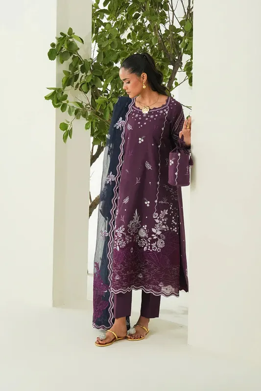 Maryum N Maria Soiree Lawn Magenta Organza – view 1 – Poshaq