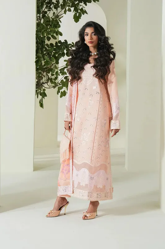 Maryum N Maria Soiree Lawn Pale Peach Organza – view 1 – Poshaq