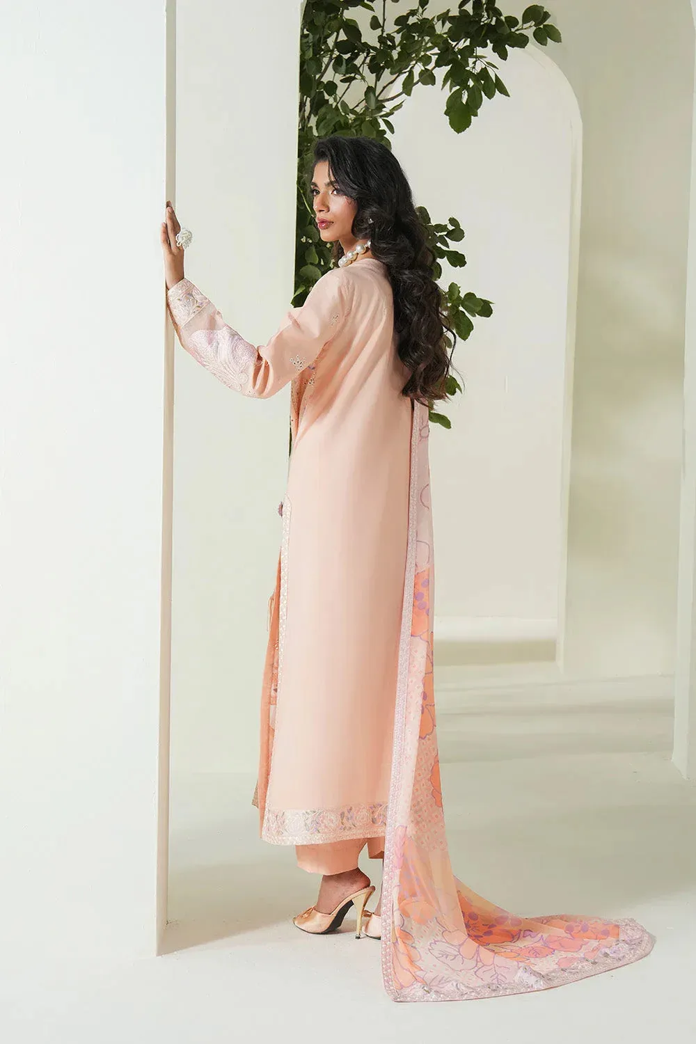 Maryum N Maria Soiree Lawn Pale Peach Organza – view 2 – Poshaq