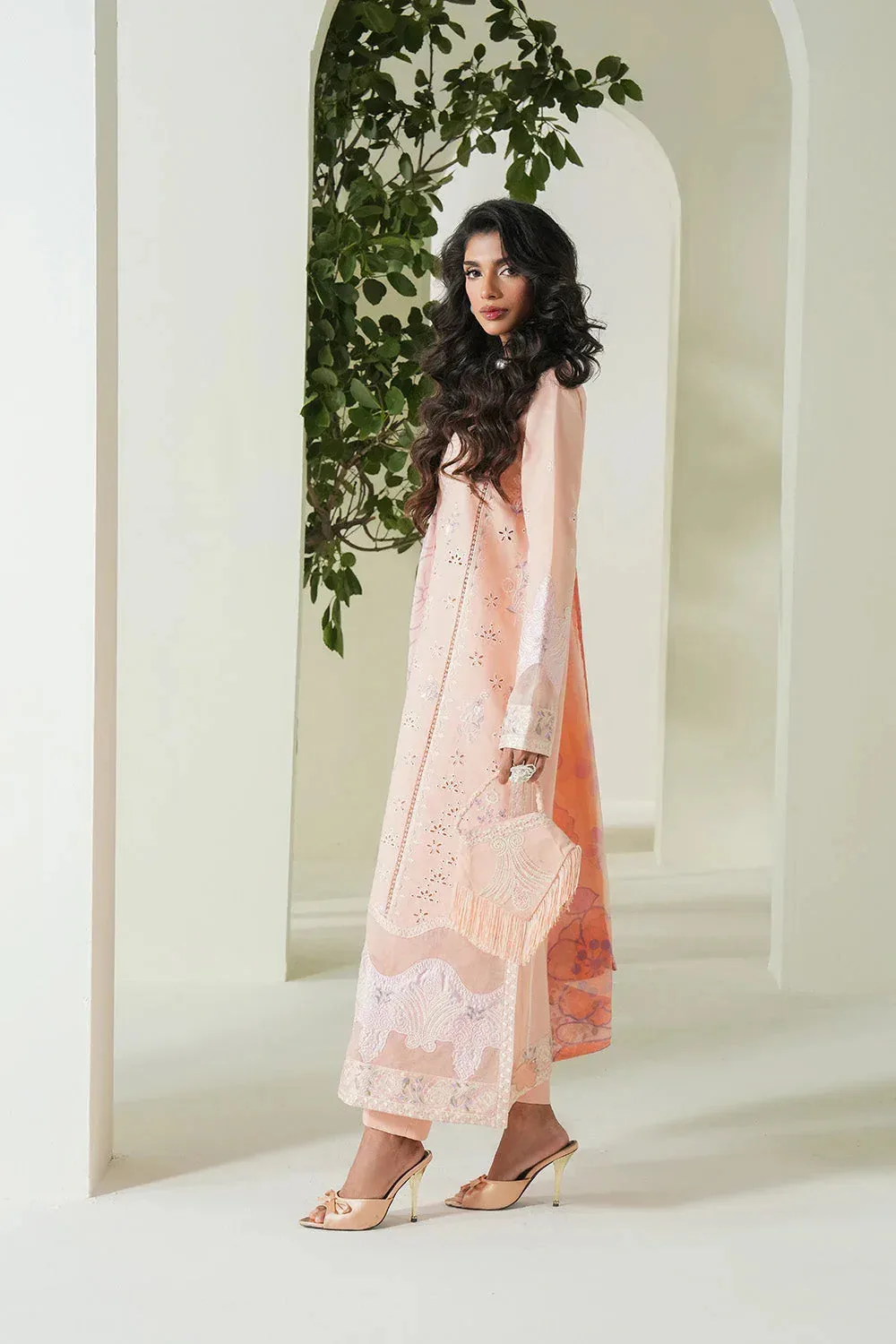 Maryum N Maria Soiree Lawn Pale Peach Organza – view 3 – Poshaq