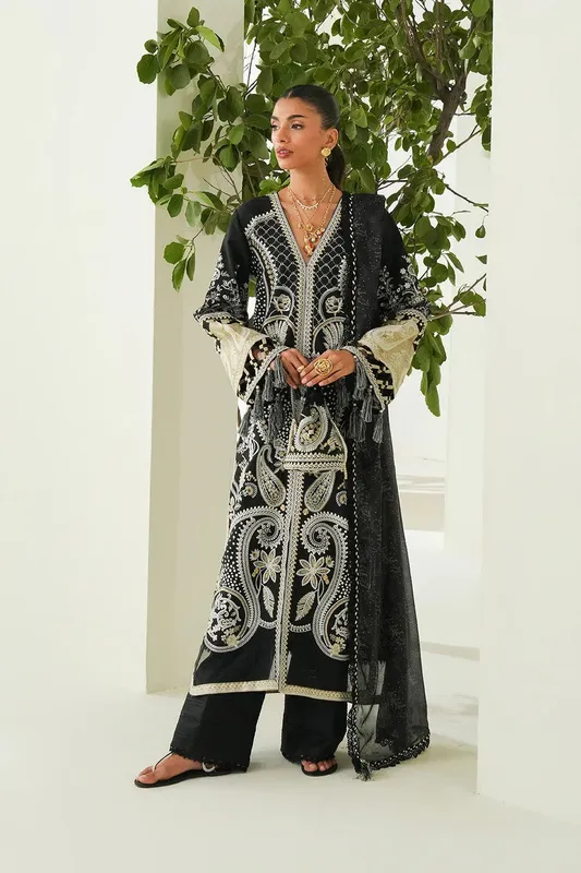 Maryum N Maria Soiree Lawn Black Organza – view 1 – Poshaq