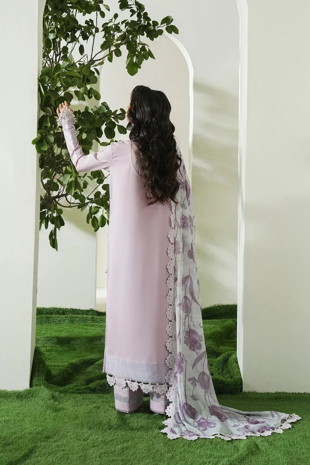 Maryum N Maria Soiree Lawn Soft Lilac Organza – view 2 – Poshaq