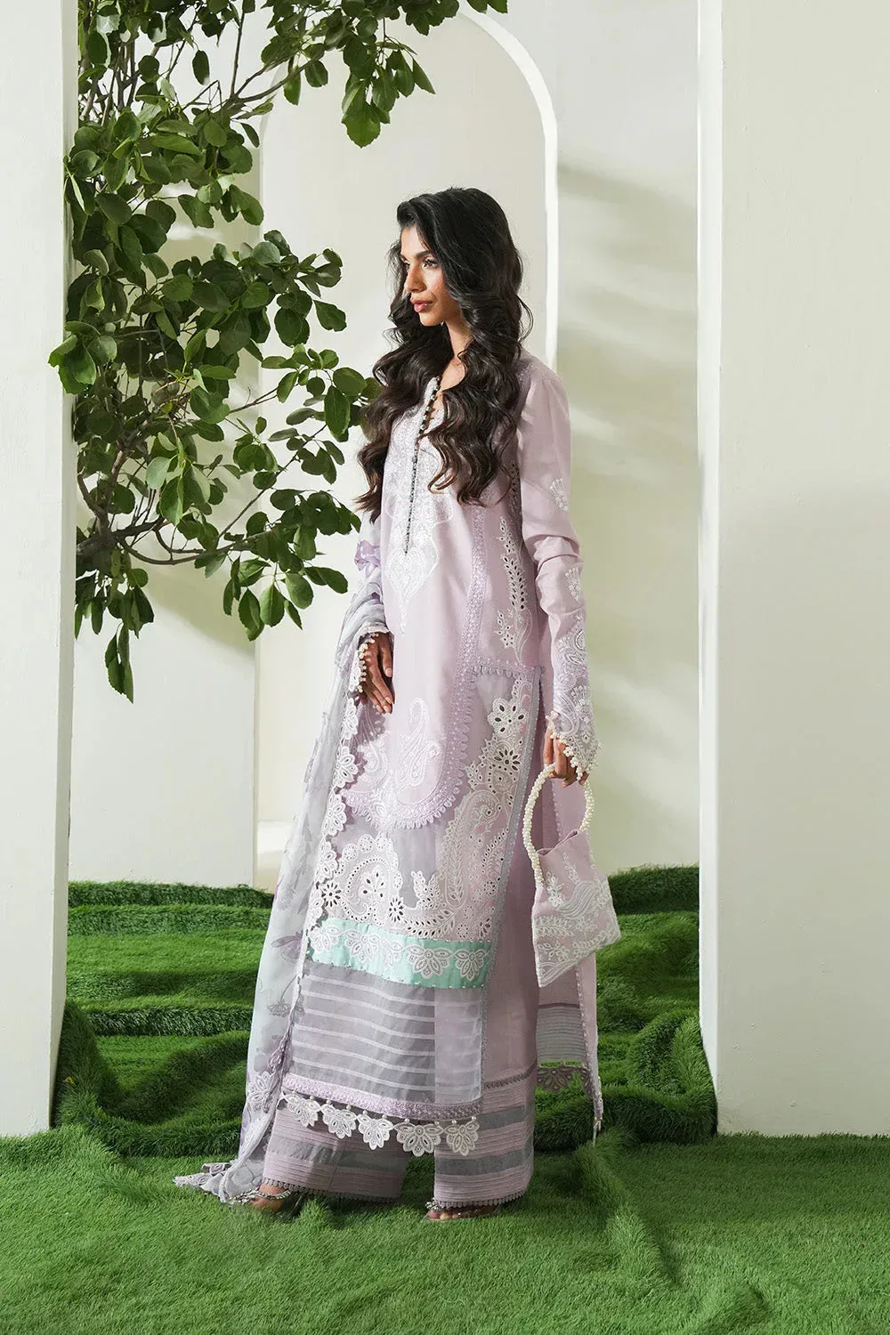 Maryum N Maria Soiree Lawn Soft Lilac Organza – view 3 – Poshaq