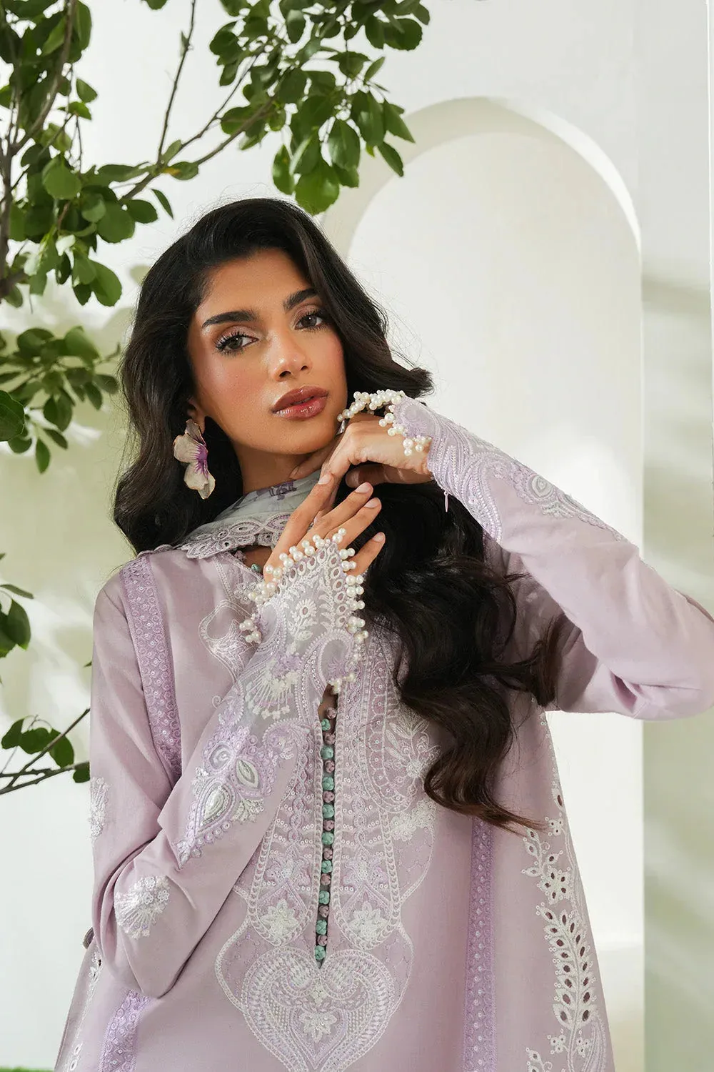 Maryum N Maria Soiree Lawn Soft Lilac Organza – view 4 – Poshaq